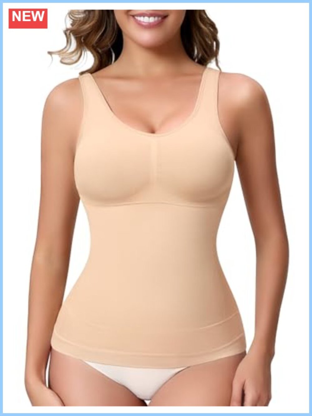 Nylon Blend Shapewear Tummy Control Body Shaper Camisole with Built-In Bra